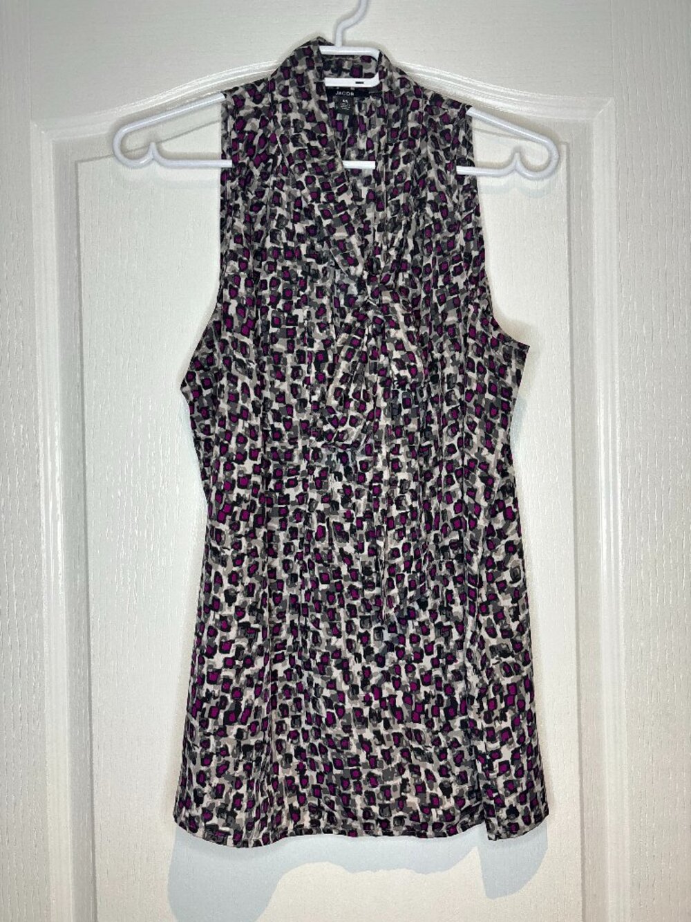 Jacob V-Neck Tie Front Sleeveless Blouse Large